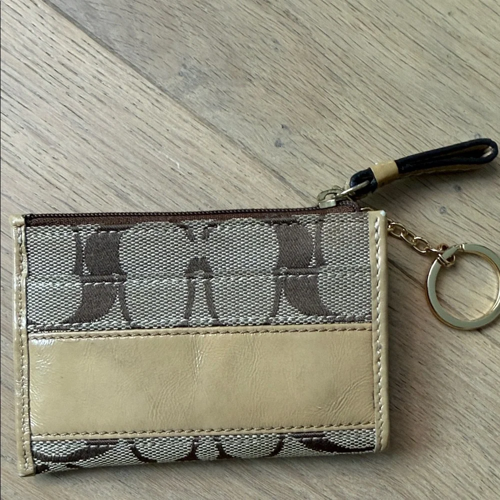 Coach Signature Brown and Tan Keychain Wallet - Picture 6 of 9